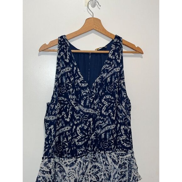 Ramy Brook Blue/White Silk  Ruffle V-Neckline Women's Dress Size Small - Picture 3 of 9